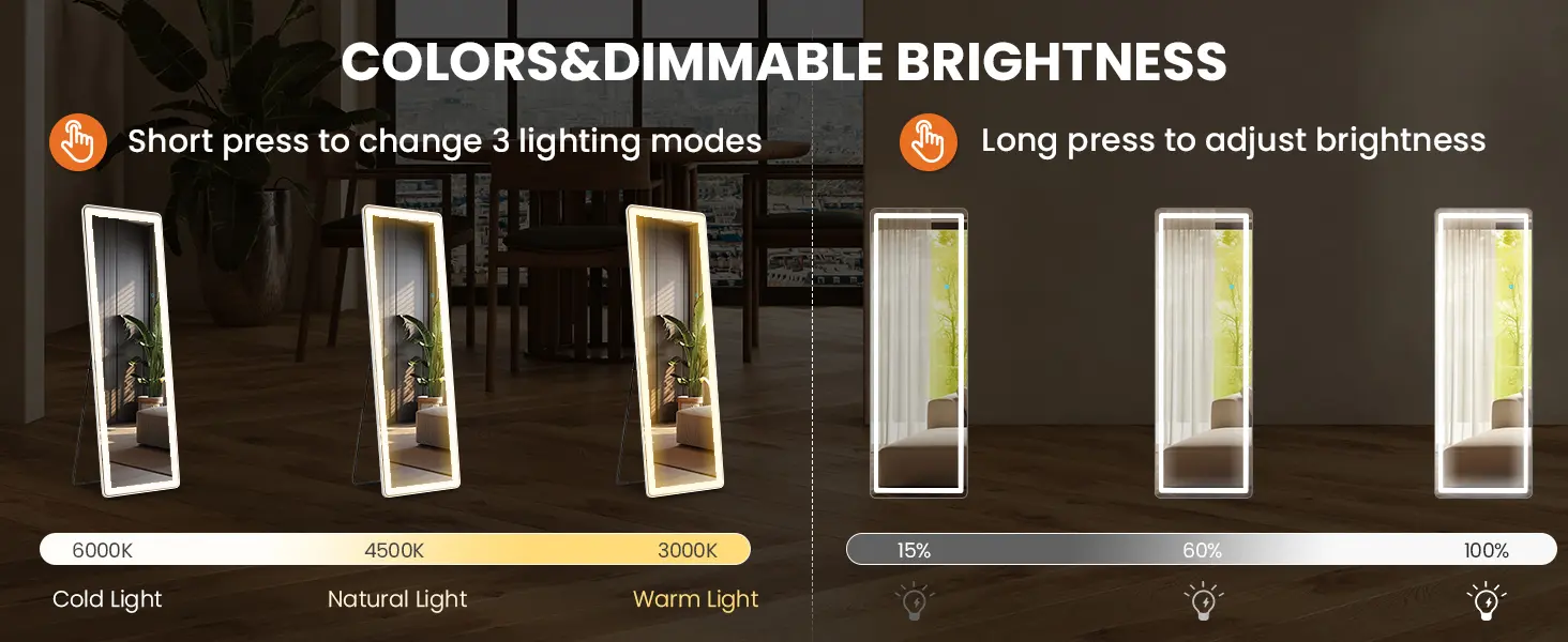 Oglindă LED pe toată lungimea, detaliu sticlă HD 2