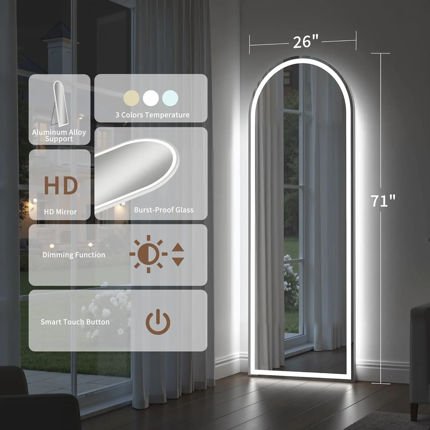 Oglindă LED GlowFrame pe toată lungimea, imagine 8